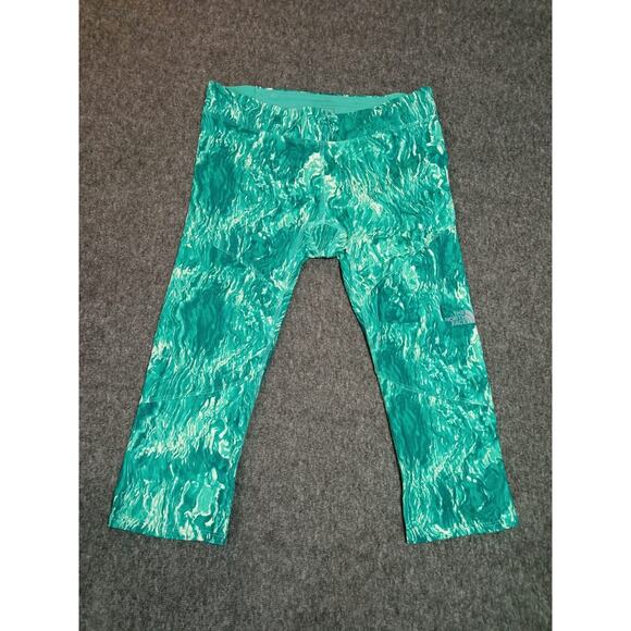 The North Face Women's Capri Leggings Flash Dry Green Athletic Logo Size Small - Picture 4 of 11